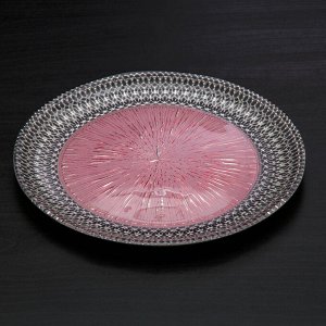Тарелка «Морион», d=21 см, цвет чёрно-розовый с серебром