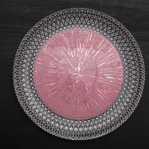 Тарелка «Морион», d=21 см, цвет чёрно-розовый с серебром