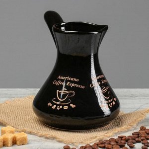 Турка Coffee, цвет черный, глазурь, деколь, 0.5 л, микс