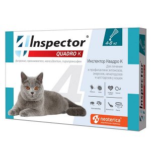 Inspector Quadro К капли от внутренних и внешних паразитов для кошек 4-8кг