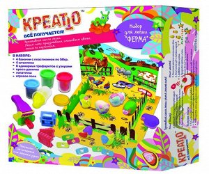 *Kreatto. Набор для лепки "Ферма" 4 цв. по 56 гр. арт.30419/14411 /24