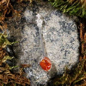 Брелок-талисман "Царская ложка", натуральный янтарь, посеребрение