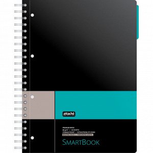 Тетрадь SMARTBOOK А4 120л. клетка,спир,микроп,разд,карм,сер-бирюз...