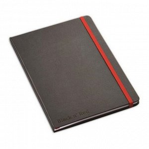 Блокнот OXFORD BLACK'n'RED А5+ 72л фикс.резинка, карман, мягк.обл...