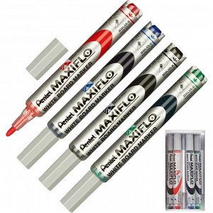 Набор маркеров Для белых досок PENTEL MWL5S-4N 4шт./уп. + губка...