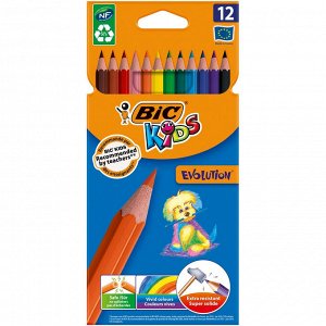 Карандаши цветные 12цв 6-гран BIC Evolution 829029...