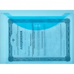 Папка-конверт с клапаном 180 синий прозрачный 10 шт/уп