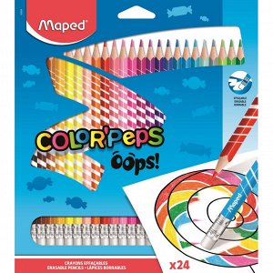 Карандаши цветные c ластиком Maped COLOR'PEPS OOPS,24 цв, пластик...