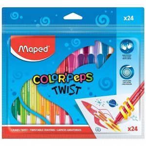 Мелки восковые COLOR'PEPS TWIST Maped 24 цв., пластик корпус,па...