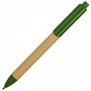 Ручка шариковая автоматическая ЭКО, корп.бежевый/зеленый, автом 1...