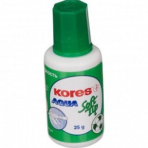 Корректирующая жидкость KORES Soft Tip AQUA 25г на водной осн, ап...