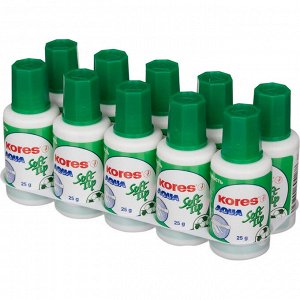 Корректирующая жидкость KORES Soft Tip AQUA 25г на водной осн, ап...