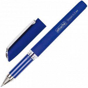 Ручка гелевая Attache Stream синий, 0,5мм нубук. корпус, метал. к...