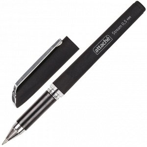Ручка гелевая Attache Stream черный, 0,5мм нубук. корпус, метал. ...