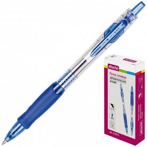 Ручка гелевая автоматическая Attache Wizard син, 0,5мм, резин. ма...