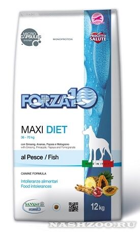 Forza10 Max Diet Pesce сухой корм для взрослых собак крупных пород Рыба 12кг