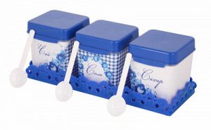 Набор банок для сыпучих продуктов 3пр 1,2л на подставке [ФЛОРЕЛЬ]