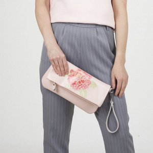 Клатч женский, отдел с перегородкой, 2 наружных кармана, с ручкой, длинный ремень, цвет розовый