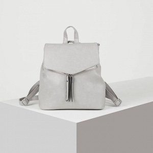 Рюкзак-сумка, отдел на молнии, 2 наружных кармана, цвет серый
