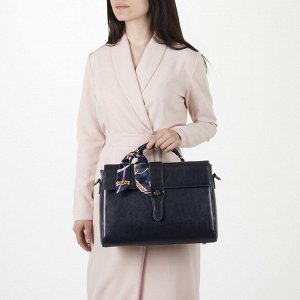 Сумка женская на молнии, отдел с перегородкой, наружный карман, длинный ремень, цвет синий