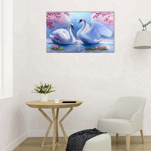 Картина на холсте "Лебеди на пруду" 60*100 см