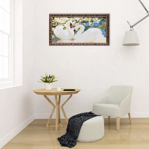 Гобеленовая картина "Красивые лебеди" 45х85 см рамка микс
