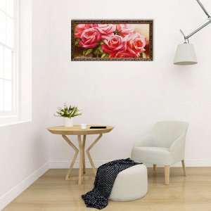 Гобеленовая картина "Букет роз" 52х103 см рамка микс