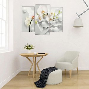 Картина модульная на подрамнике "Ветка Орхидеи" (2-25х50, 30х60 см) 80х60 см