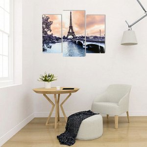 Модульная картина "Париж в сепии" (2-25х50, 30х60 см) 60х80 см