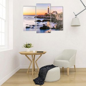 Модульная картина "Свет маяка" (2-25х50, 30х60 см) 60х80 см