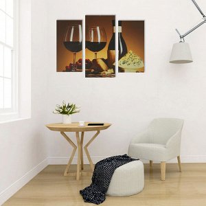 Картина модульная на подрамнике "Бокал вина" 2шт-25,5*50,5 см, 30,5*60 см, 60х100 см