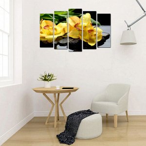 Модульная картина на подрамнике «Жёлтые орхидеи на камнях», 125 ? 80 см