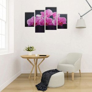 Модульная картина на подрамнике "Розовые орхидеи", 2 — 30?45, 1 — 29,5?69, 1 — 34?69