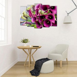 Модульная картина на подрамнике "Цветы бордо", 125?80 см