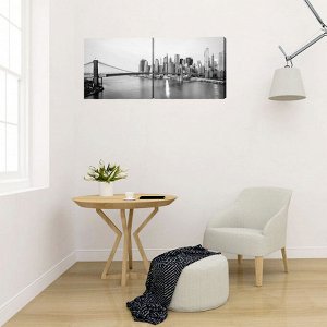 Картина модульная на подрамнике "Мост на манхеттен"  2шт-50*75см      150x50см