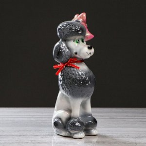 Копилка "Собака Пудель", глянец, бело-серый, микс