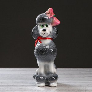 Копилка "Собака Пудель", глянец, бело-серый, микс