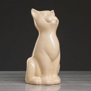 Ваза настольная "Кошка", бежевая, 25 см, керамика