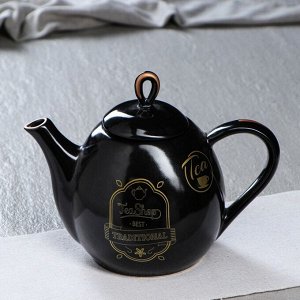 Набор чайный "Петелька", 2 предмета, чёрный, чай бронза, 0.8/0.5 л