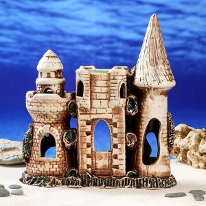 Декорация для аквариума "Замок с аркой" коричневый, 10 х 23 х 28 см, микс