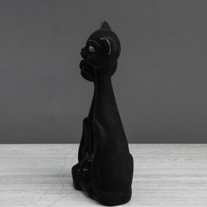 Копилка "Кот Семья", покрытие флок, чёрная, 27 см, микс