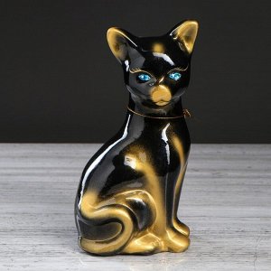 Копилка "Кошка Лиза" глянец, чёрная, золотистый декор, 28 см