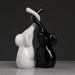 Набор статуэток "Слоны Инь-Янь №2", глазурь, бело-чёрный