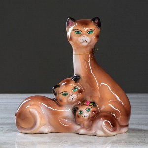 Копилка "Семья котов", покрытие лак, коричневая, 27 см