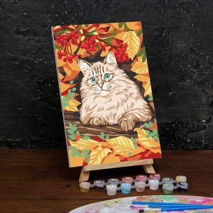 Картина по номерам на холсте с подрамником «Осенний кот» 20?30 см