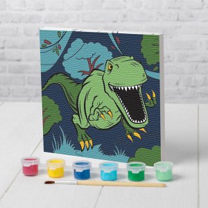 Школа талантов Картина по номерам «Динозавр в джунглях» 15х15 см