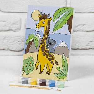 Картина по номерам на подрамнике «Жираф с коалой» 21?15 см