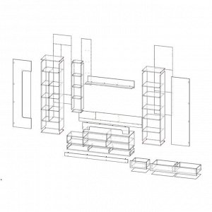 Клик Мебель Шкаф для ТВ универсальный Loft-20 3000х473х1970 Белая Аляска Черный