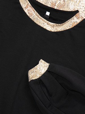 Комплект:свитшот и юбка прямого силуэта  Цвет:черный