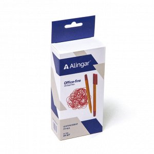 Ручка шариковая, Alingar, "Offis-fine" красная, 0,5 мм., игольчатый наконечник, тонированный пластиковый корпус